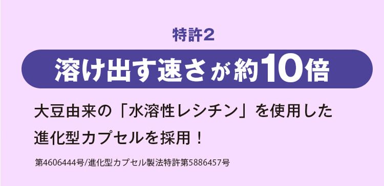 特許２：溶け出す速さが約１０倍
