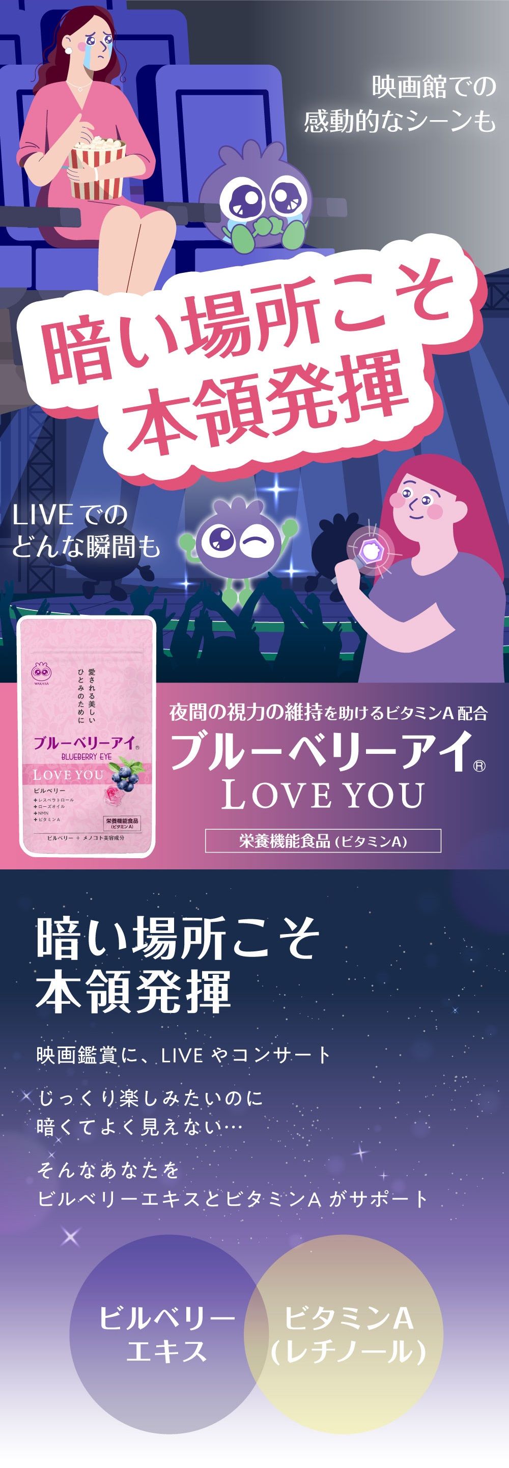 暗い場所こそ本領発揮！ブルーベリーアイ LOVE YOU
