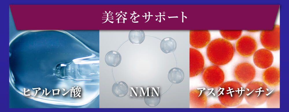 美容をサポート。ヒアルロン酸・ＮＭＮ・アスタキサンチン