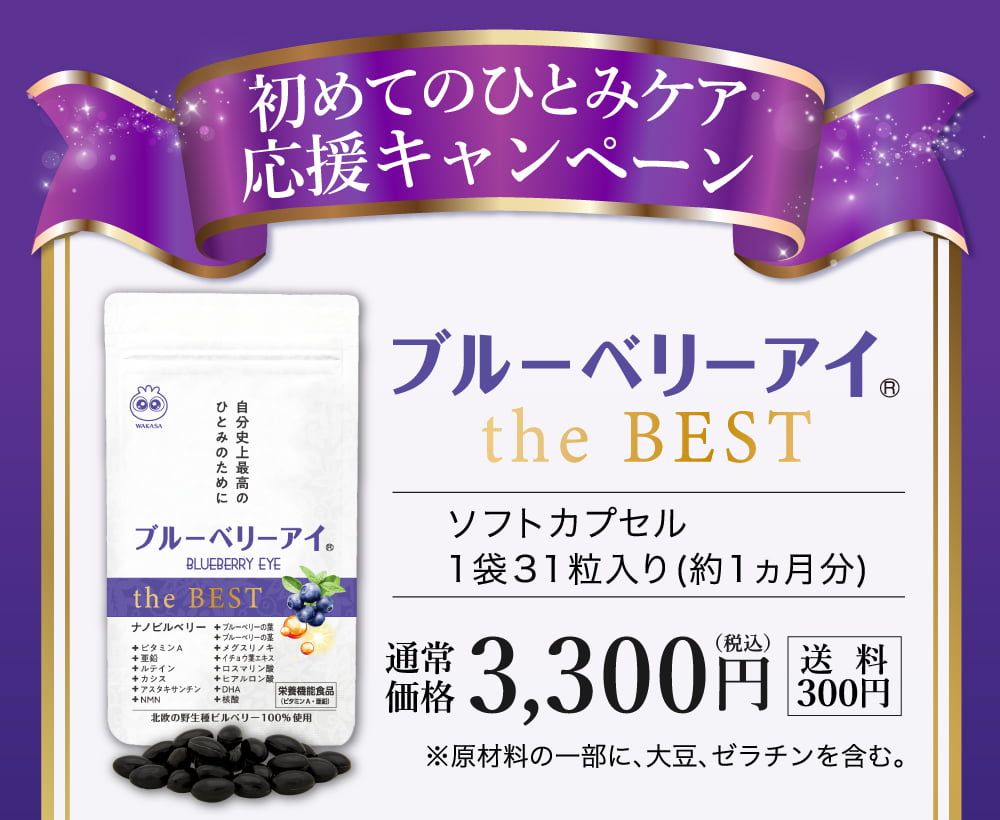 新商品発売記念。ブルーベリーアイtheBEST｜１粒３１粒入り｜通常価格３,３００円（税込み・送料３００円）