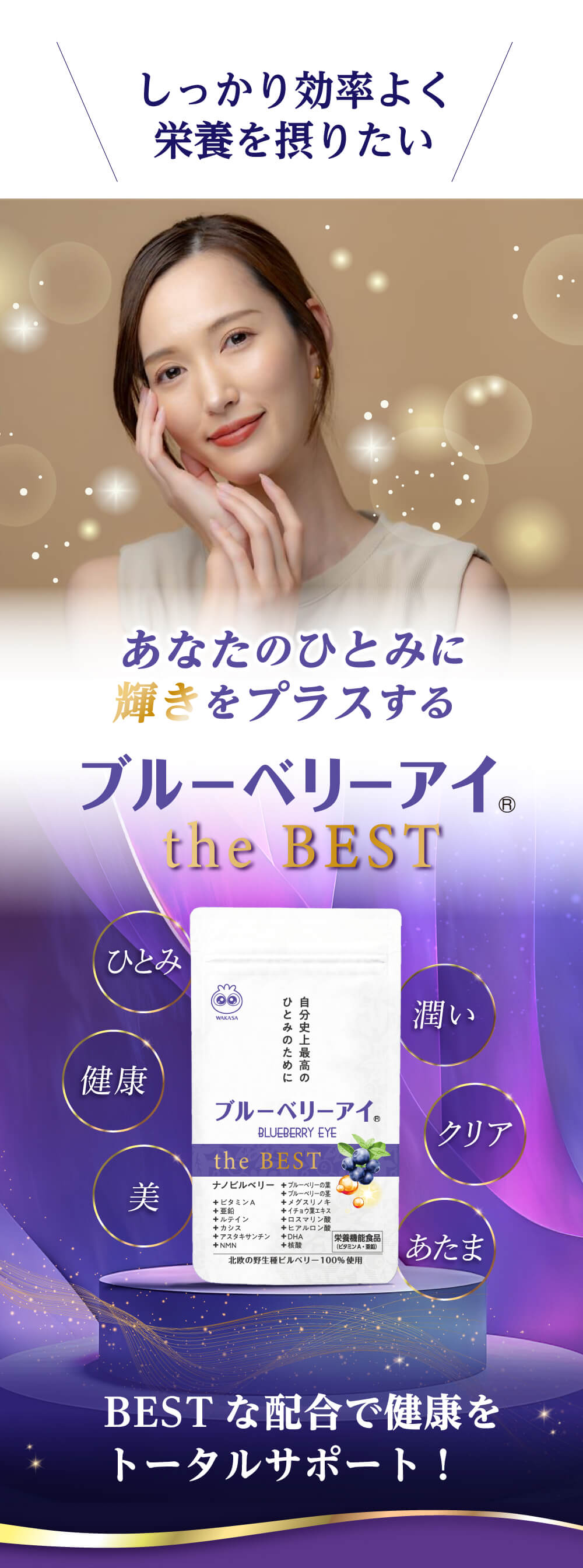 しっかり効率よく栄養を摂りたい。あなたのひとみに輝きをプラスする。ブルーベリーアイtheBEST