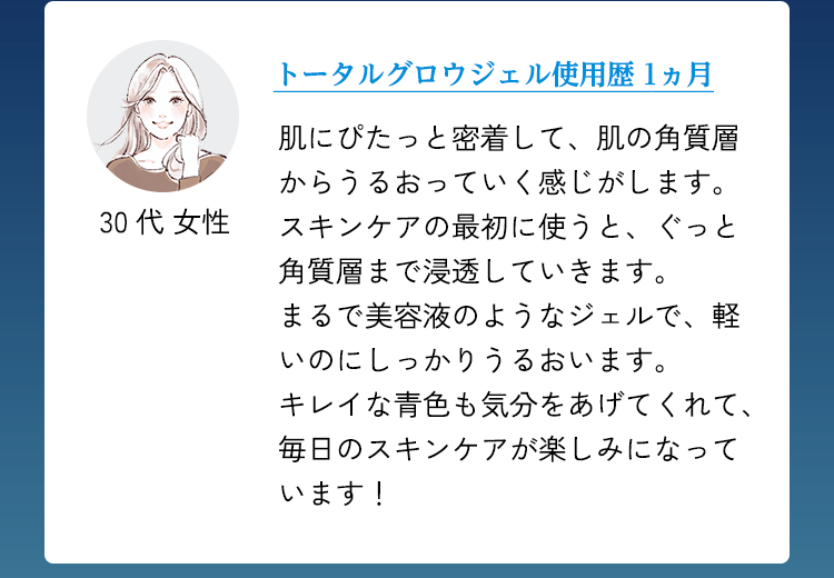 30代 女性々 トータルグロウジェル使用歴1ヵ月