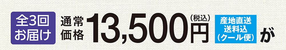 全３回お届け 通常価格１３,５００円（税込み・送料込み）が