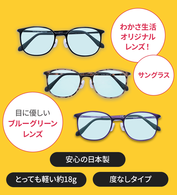 目に優しい薄色レンズ（ブルーグリーン）わかさ生活オリジナルサングラス