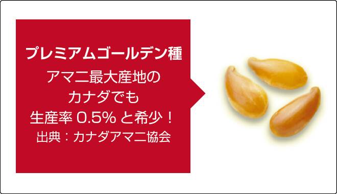 α-リノレン酸含有量の高いプレミアムゴールデン種仕様。アマニ最大産地カナダでも生産率0.5%と希少!