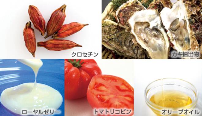 クロセチン、カキ抽出物、ローヤルゼリー、トマトリコピン、オリーブオイルとアスタキサンチンと相性の良い成分も配合