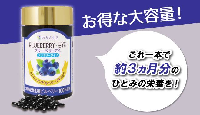 大容量なブルーベリーアイファミリータイプ