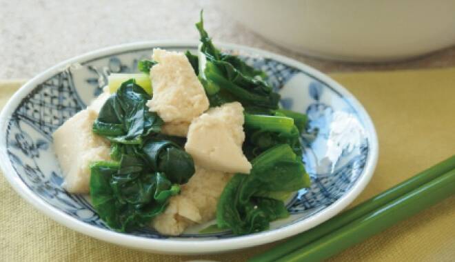 「新あさひ豆腐と青菜の和え物」