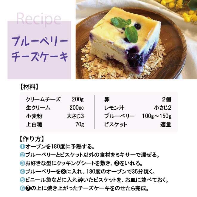 ブルーベリーチーズケーキのレシピ