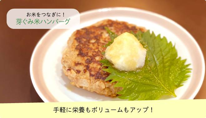 GABA芽ぐみ米で料理したハンバーグの画像