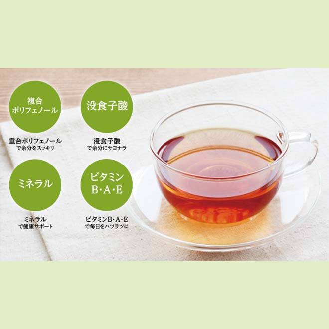 複合ポリフェノール、没食子酸、ミネラル、ビタミンB、A、Eを配合