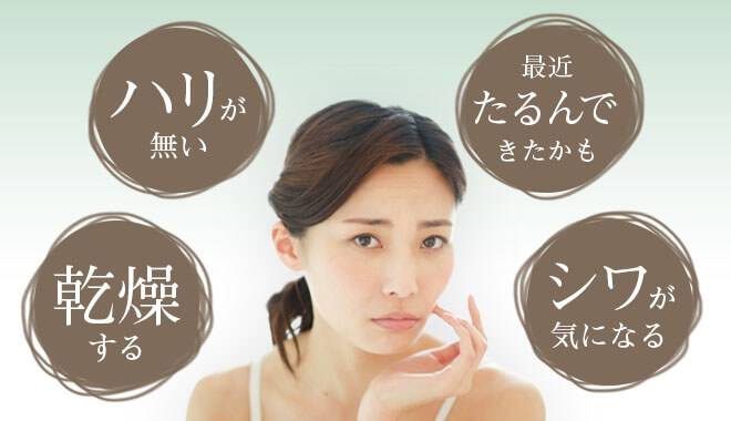 お肌のハリがない、最近たるんできたかも、乾燥する、シワが気になるなどお悩みはありませんか?