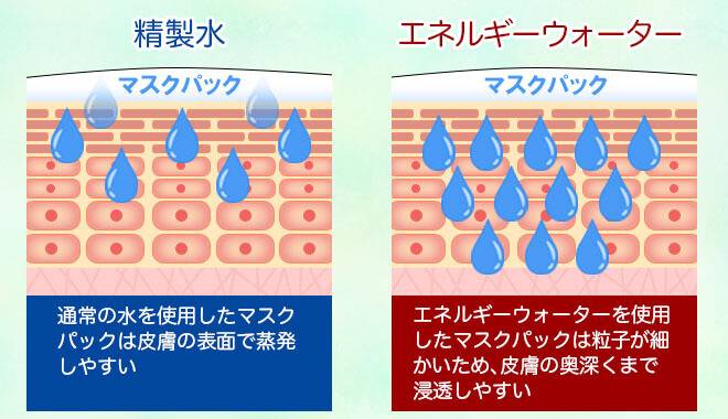 精製水とエネルギーウォーターの有効成分の浸透の違い