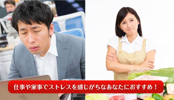 仕事や家事でストレスを感じがちなあなたにおすすめ!